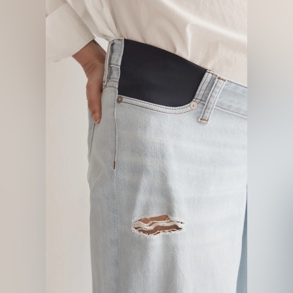 MADEWELL Maternity Side-Panel Slouchy Boyjean in Wrightlane Wash: Ripped Edition - Picture 6 of 11